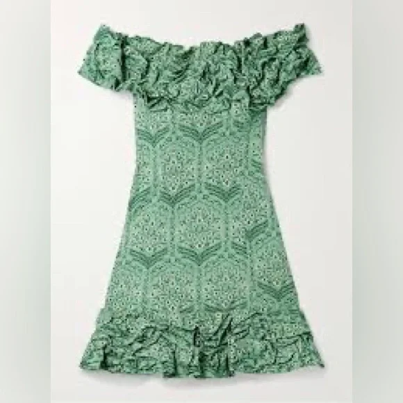 Agua by Agua Bendita Green Off-Shoulder Mini Dress - Picture 1 of 5